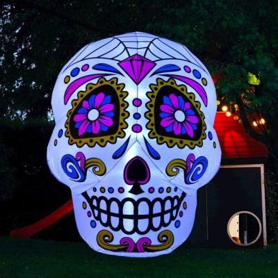 120cm/180cm Inflatable Sugar Skull Colorful Skull for Dead Day Mexico Decoration