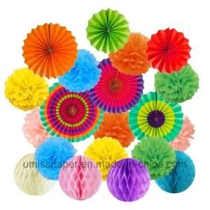 Umiss Paper Fans POM Poms Honeycomb Balls Birthday Festival Christmas Party Decoration