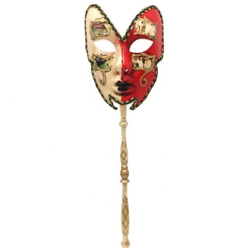 Women Full Face Elegant Venetian Carnival Mask with a Stick
