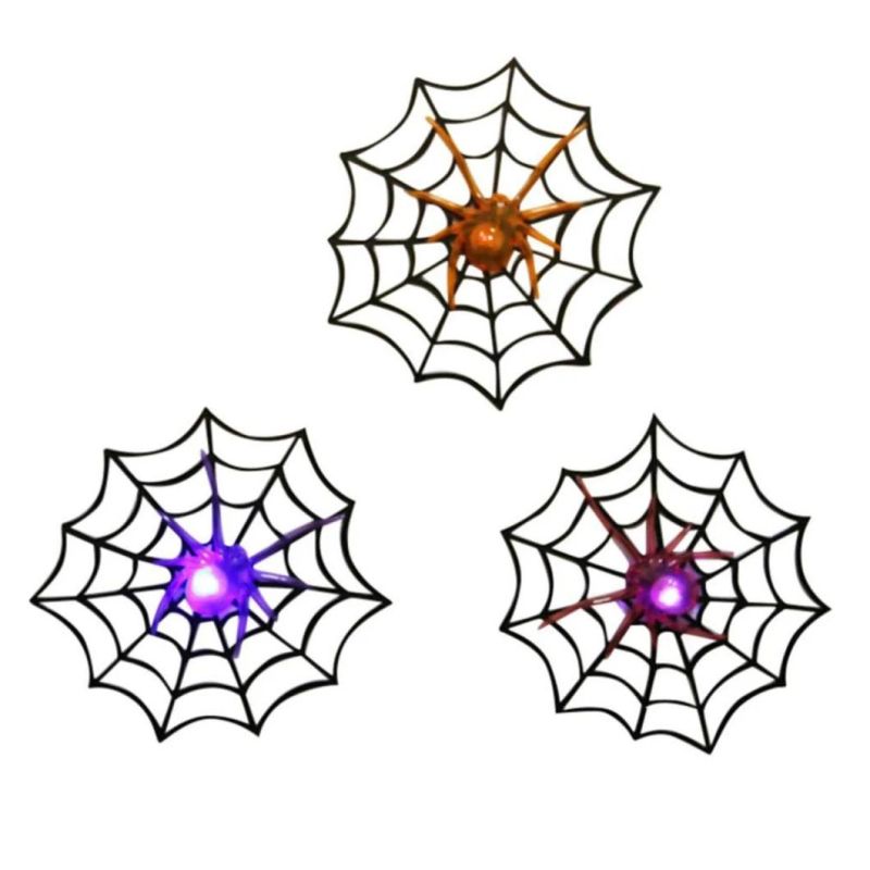 LED Lighted Spider Web Flashing Spider Halloween Prop Decoration