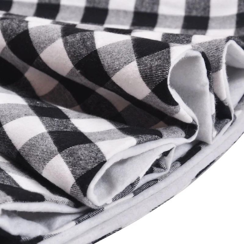 Amazon Hot Selling Black and White Plaid Christmas Tree Skirt Tree Skirt 137cm 120cm