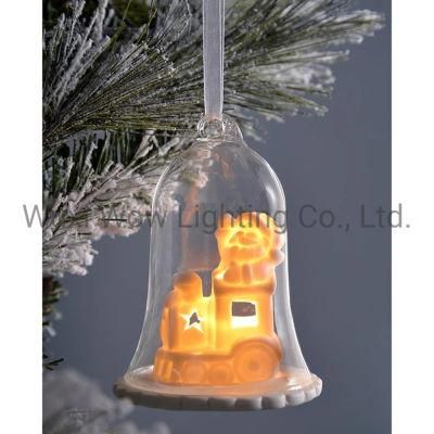 Lantern Christmas Decoration Glass 11 Cm - White -Train - Clear