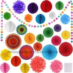 Umiss Paper Fans Pop Poms Honeycomb Balls Paper Garland for Party Decoration OEM