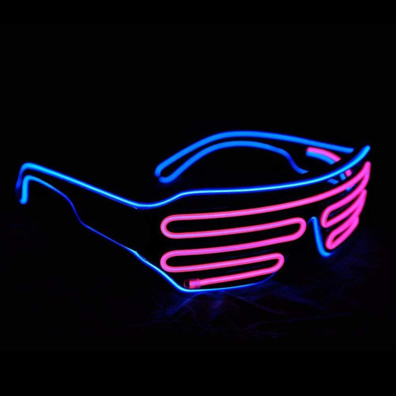 LED Shutter EL Wire Neon Rave Glasses Flashing LED Sunglasses