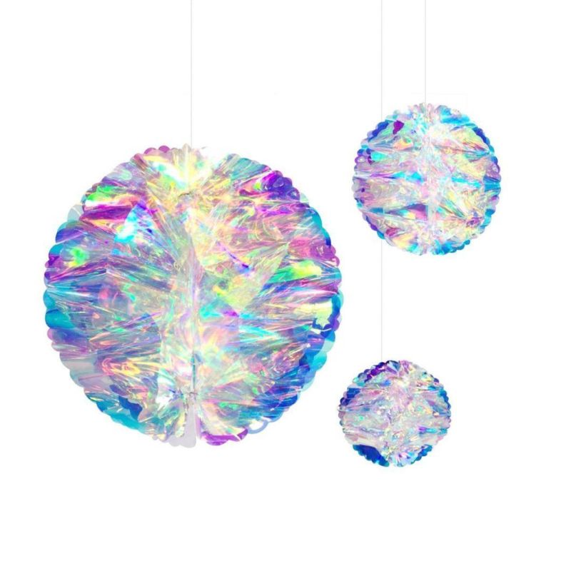 Neon-Colored Film Christmas Tree Pendant Hanging Ornaments The Hexagonal Shape of a Five-Pointed Snow Party Christmas Decorations Colorful Bells Wholesale