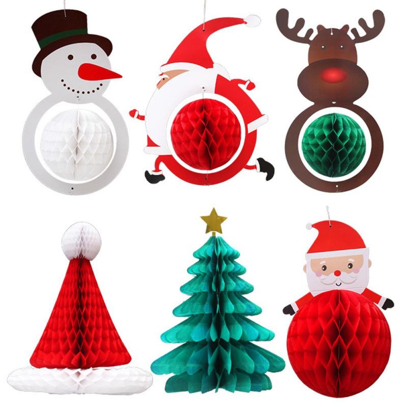 Party Hanging Christmas Tree Decoration Paper Honeycomb Ball