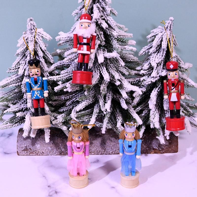 Christmas Nutcracker Ornament Set Wooden Nutcracker Christmas Nutcrackers Hanging Ornament Figures Wooden King and Soldier Nutcracker for Christmas Party