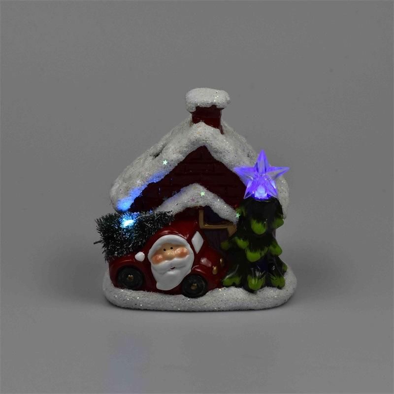 Hot Sale Light up House Shaped Ceramic Christmas Decorations