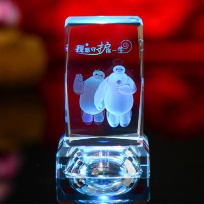 2016 3D Laser Engraving Flower Crystal Cube Crystal Wedding Gift