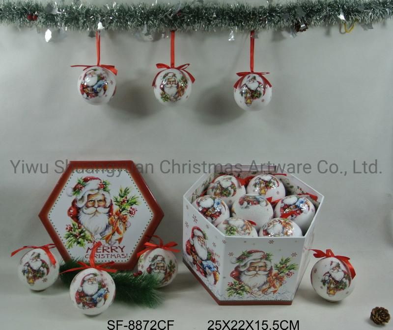 Christmas Paper Wrapped Ball Decoration for Holiday Wedding Party Decoration Hook Ornament Craft Gifts