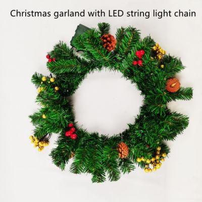 Outdoor Indoor Hanging Decoration PVC Christmas Garland with LED Lighting