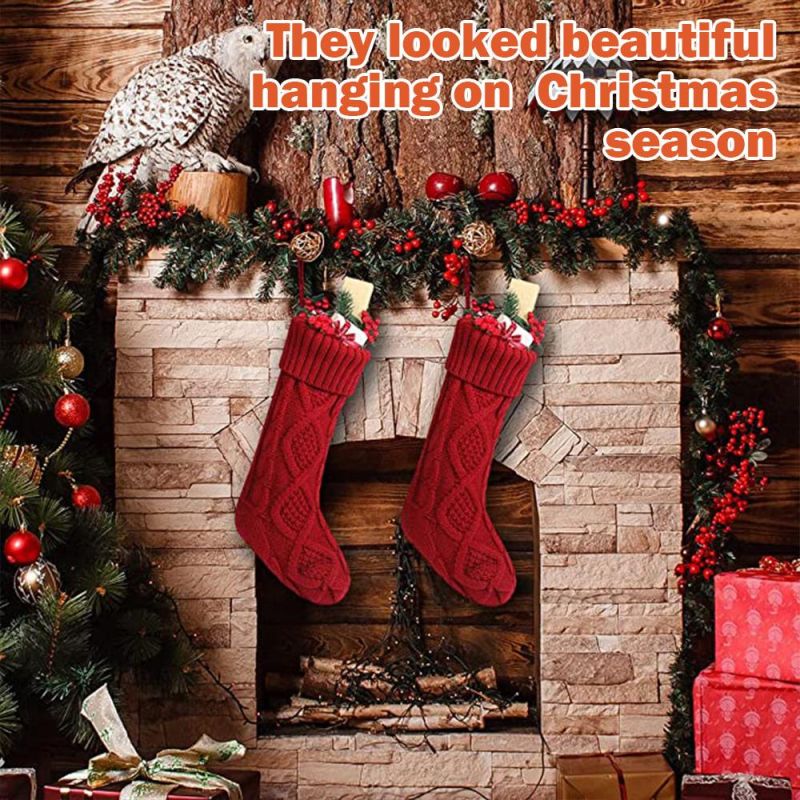 46cm Knitted Wool Home Wall Decoration Candy Bag Socks Diamond Gift Bag Socks Hanging Christmas Socks