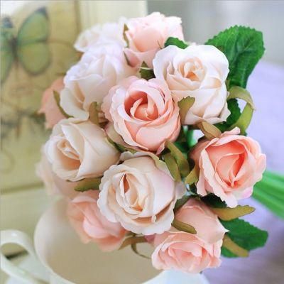 Artificial Roses Flowers 12 Heads Arrangement Silk Bouquet for Home Office Parties Bridal and Wedding Decoration