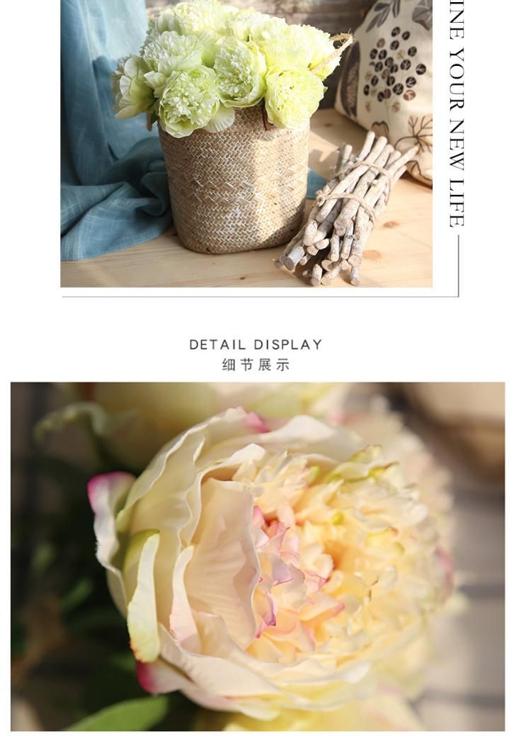 Real Touch Plastic Artificial Silk Peony Bouquets Wedding Home Decoration