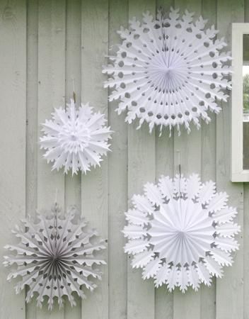 Winter Snowflake Party Decorations Hanging White Paper Fan
