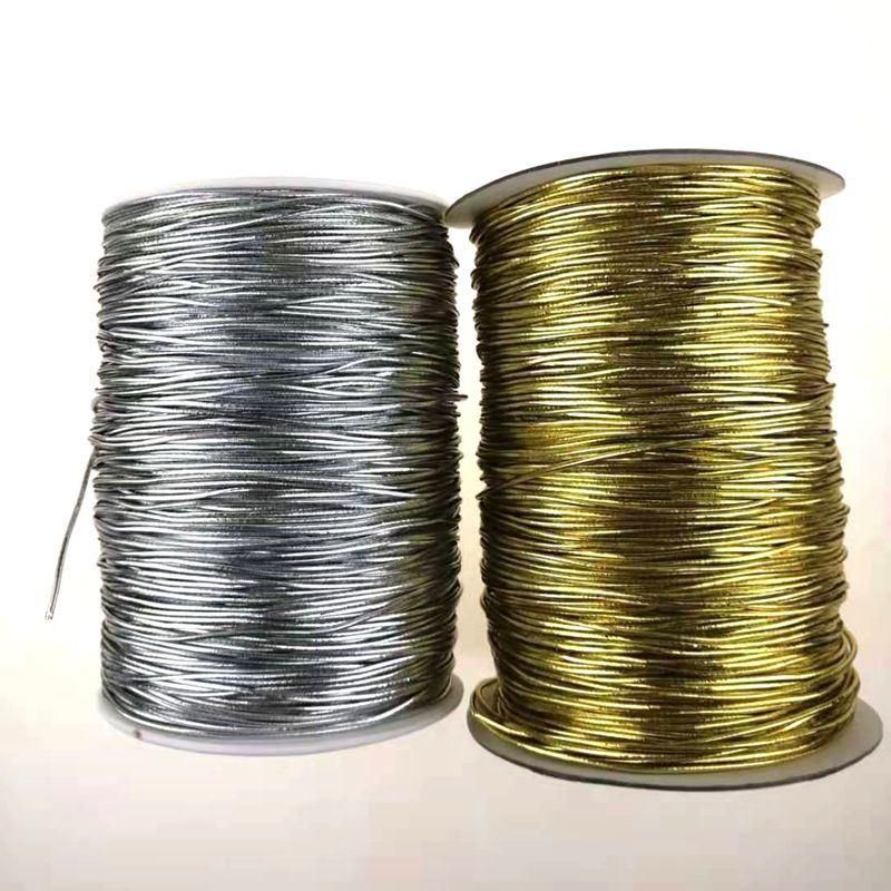 1.5mm Metallic Cord Tinsel String Rope for Ornament Hanging, Decorating, Gift Wrapping, Crafting Elastic