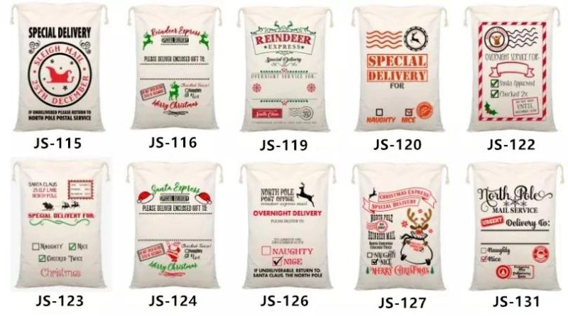 00% Cotton Drawstring Santa Sack Personalized Christmas Gift Bags Canvas Santa Sack