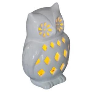 Hot Sale White Hollow out Owl Ceramic Candle Holder