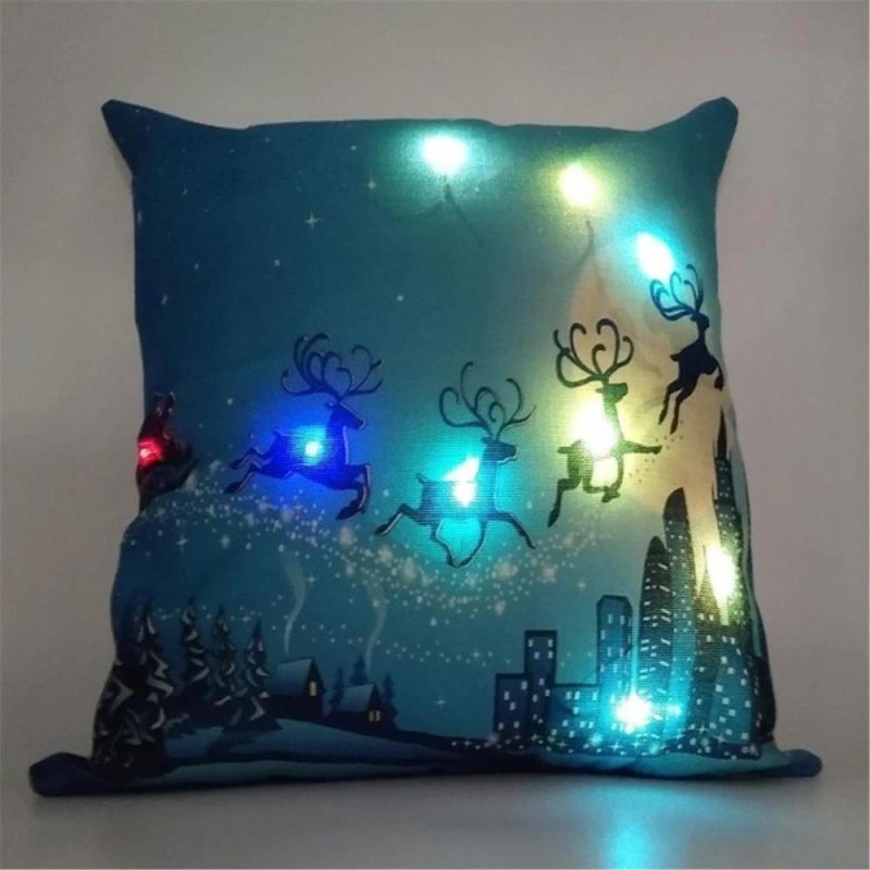 Settee Coloured LED Light Soft Burlap Pillow Case for Christmas Decoration