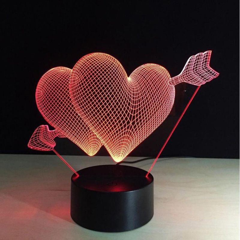 3D Visualization Love Lamp 3D Love Heart Lamp Decoration