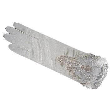 Fashion Lady Wedding Gloves with Pearl Decoration (JYG-29312)