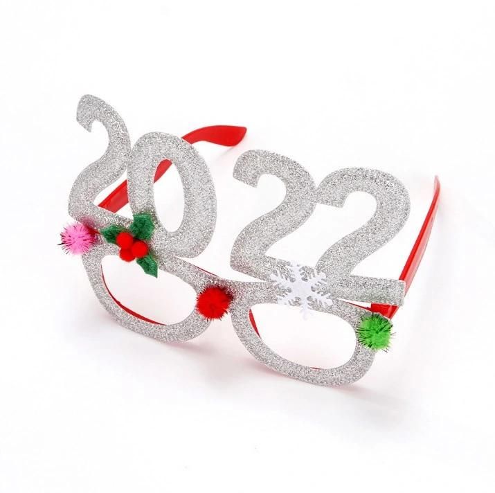 Christmas Glasses Decoration 2022 Holiday Home Decoration Items New Year Gifts Christmas Glasses