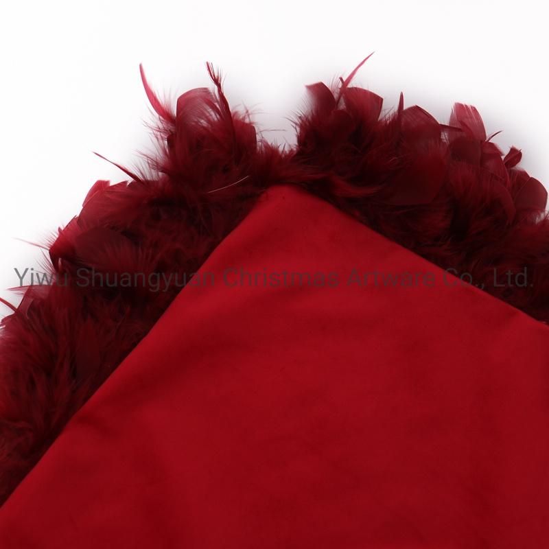 New Design Christmas Bolster Pillow with Feather for Holiday Wedding Party Home Decoration Hook Ornament Craft Gifts