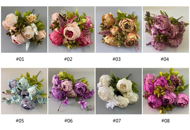 Factory Wholesale Luxury Artificial Peony Flower Bunches for Wedding Decoration