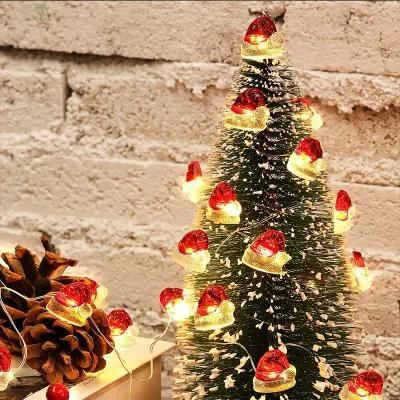 10FT 30 LED Battery Powered Christmas Santa Hat String Lights for Decorations