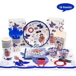 Pirate Party Decorations Disposable Paper Plates Tablecloth Birthday Tableware