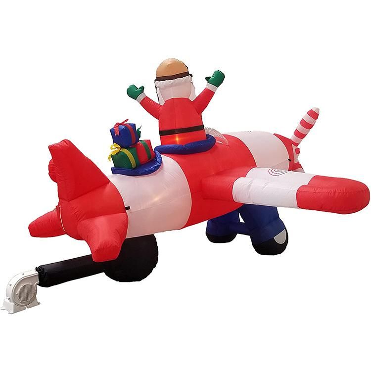 Hot Sale Inflatable Santa Claus in Plane/Christmas Inflatable Plane with Santa Claus