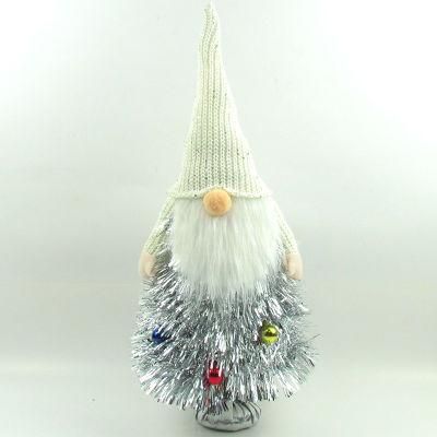 New Design Tinsel Tree with Gnome Doll and Ornaments Decorate