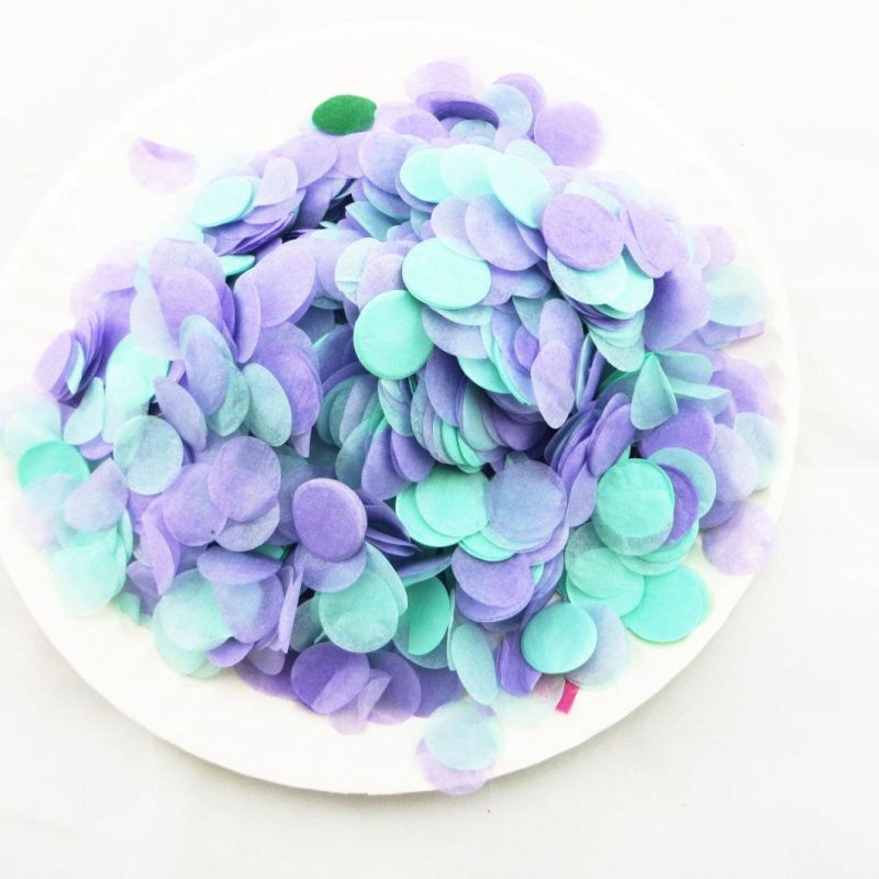 Mint White Gold Metallic Tissue Paper Shredded Circle Confetti Party Decoration