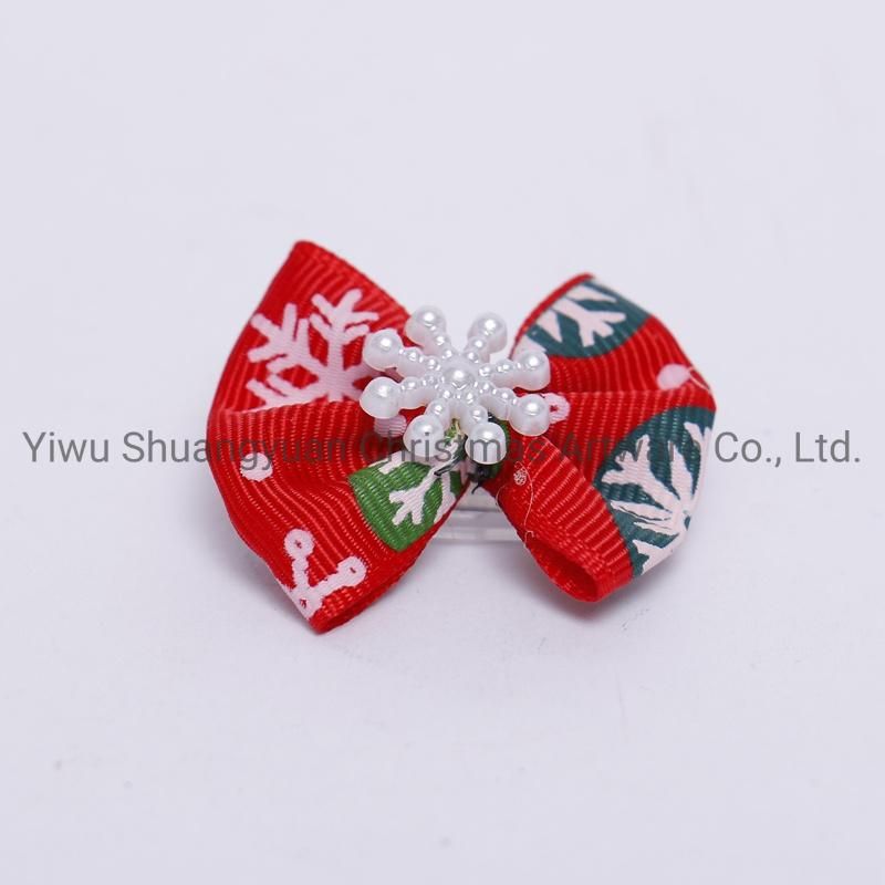 Christmas Pet Supplies Bowknot for Holiday Wedding Party Decoration Supplies Hook Ornament Craft Gifts