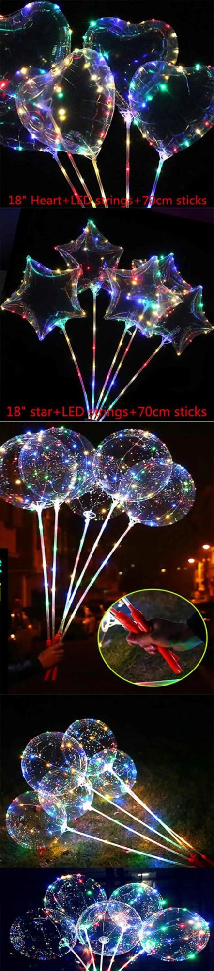 Transparent Clear Party Eco-Friendly Bobo Balloon 20 Inches LED Balloon
