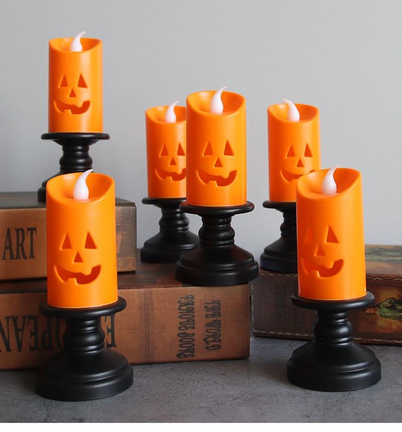 Halloween Pumpkin Candle Light LED Colorful Candlestick Table Decoration