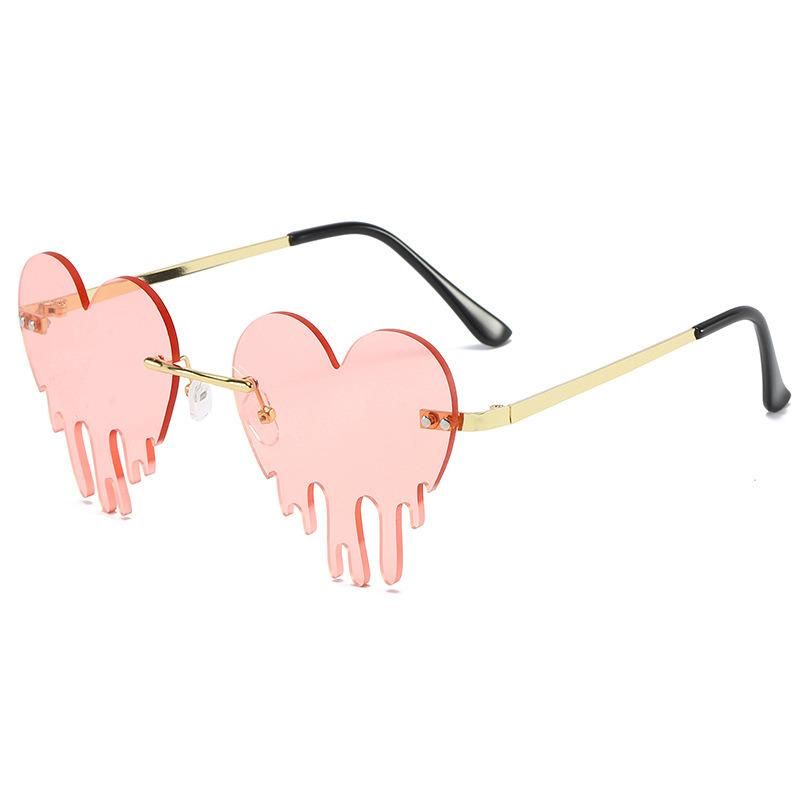 Superstarer Hearts Glasses Sunglasses 2020 Fire Dripping Diamond PC Frame Transparent Color Fashion Sunglasses Womens