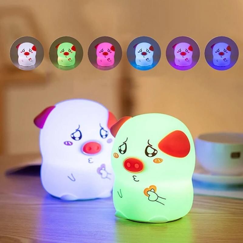 LED Cute Pig Silicone Night Lamp Children Birthday Christmas Gifts