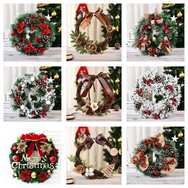 Customized 40cm Dia Christmas Wreath with Pine Bell Decorations