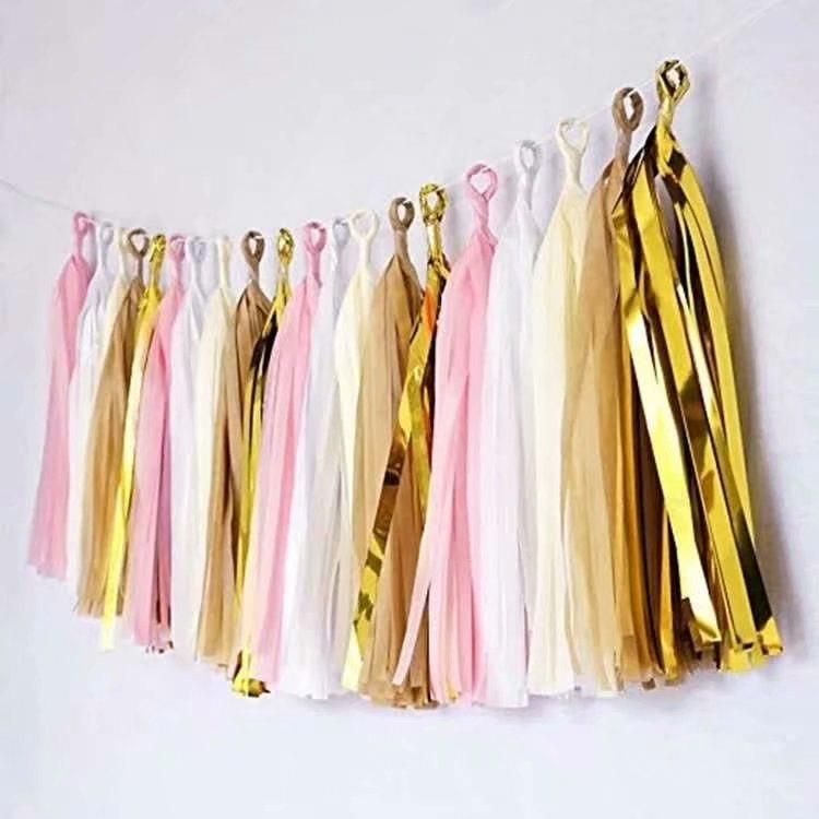 Party Decoration Christmas Holiday Wedding Colorful Tissue Tassel Garland