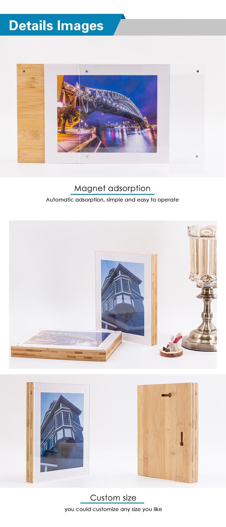 Photography Picture Printing Frameless Sold Bamboo Photo Frame