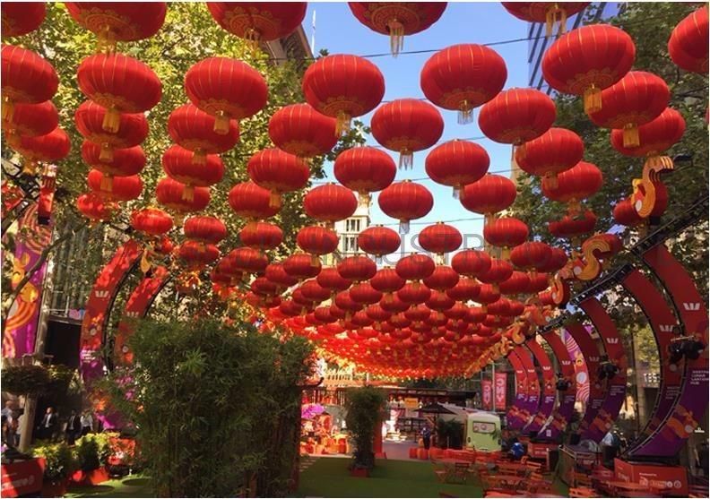 New Year Housewarming Outdoor Waterproof Prevent Bask in Front of Door Adornment Silk Cloth Big Red Lantern