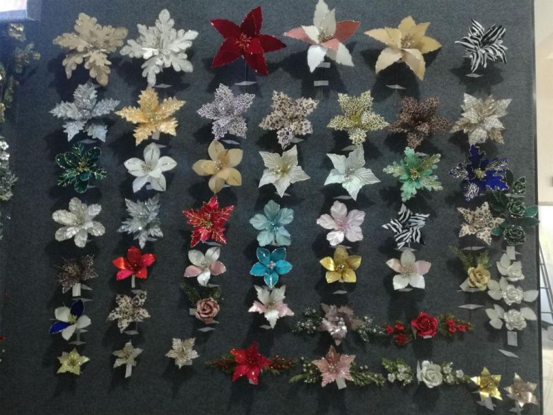 Hot Selling Artificial Simulation Christmas Flower for Decoration Xmas Ornaments