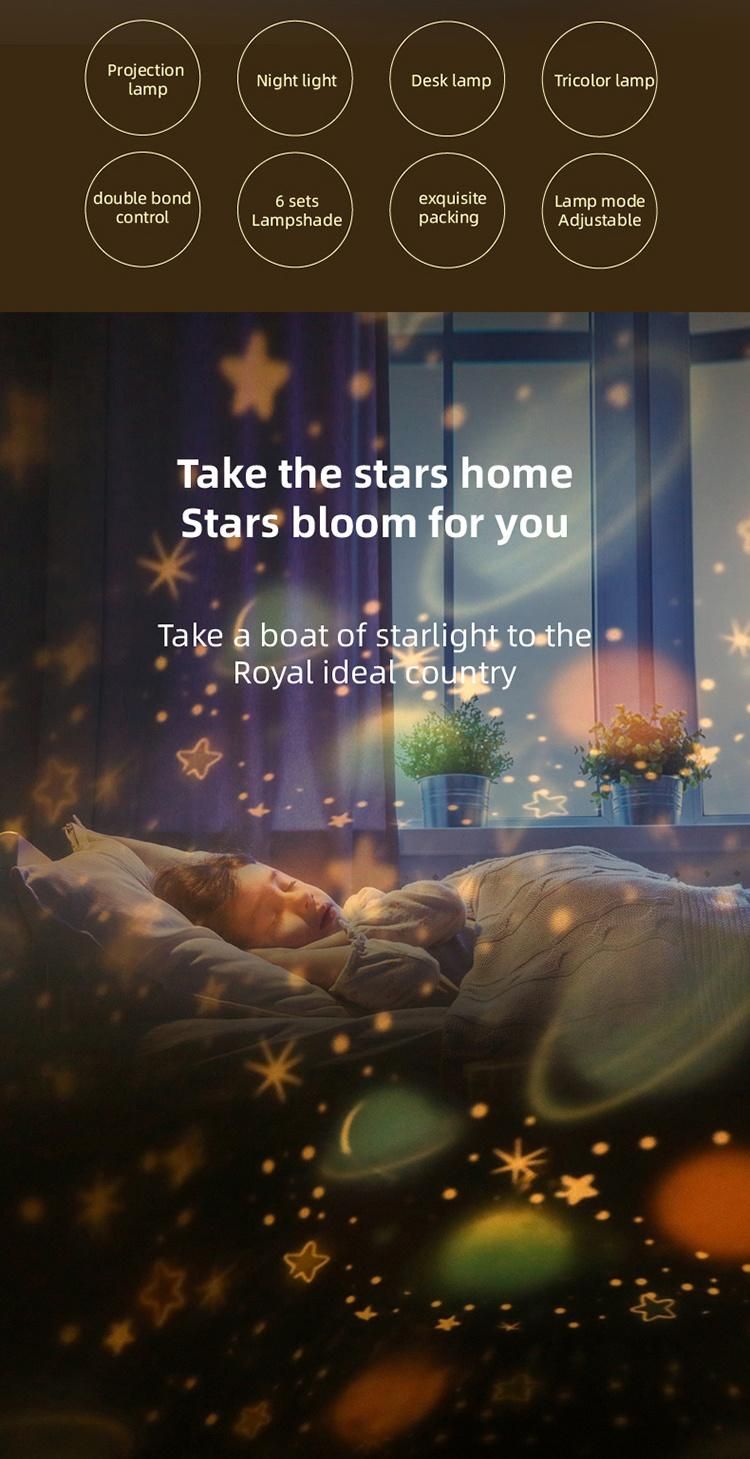 Beautiful 6kinds Projection Tricolor LED Night Light Room Background Decoration Children Craft for Christmas / Birthday