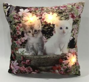 Home Decorative Lighted Easter Scene Filling Printed Plush LED Pillow Cushion