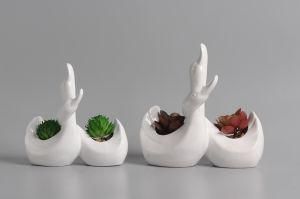 New Style Ceramic Duck Decoration with Plant