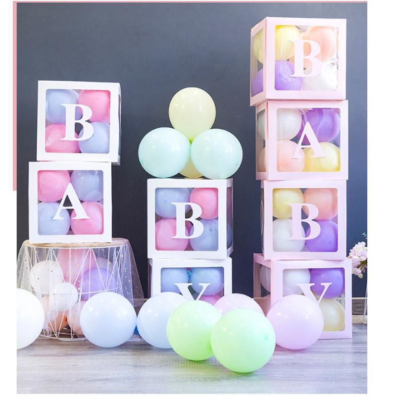 Acrylic Baby Letter Black Pedestal Stand Square Cube Plinth Column for Party Birthday Backdrop Decor
