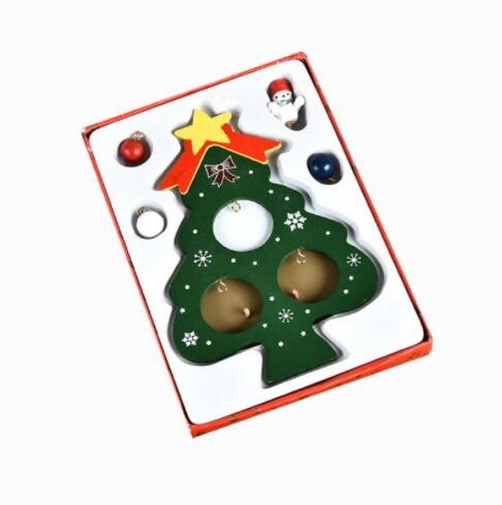 Children′s DIY Toys Wooden Christmas Tree Presents Tabletop Ornaments