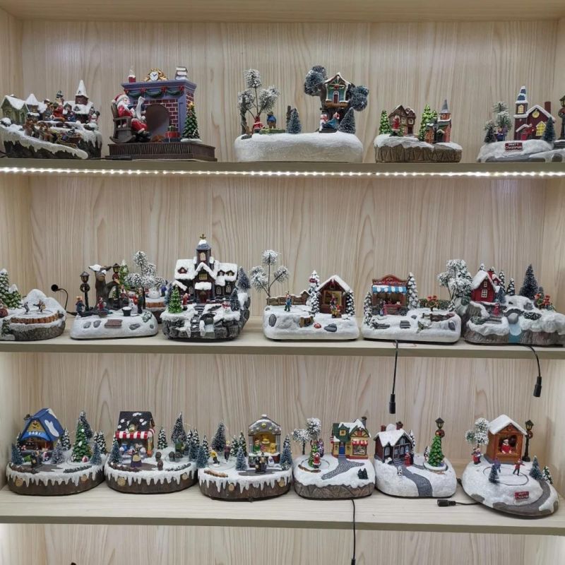 Polyresin Souvenir Decorative Christmas Figurines Village Houses