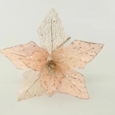 Small Christmas Decoration Artificial Poinsettia Flowers